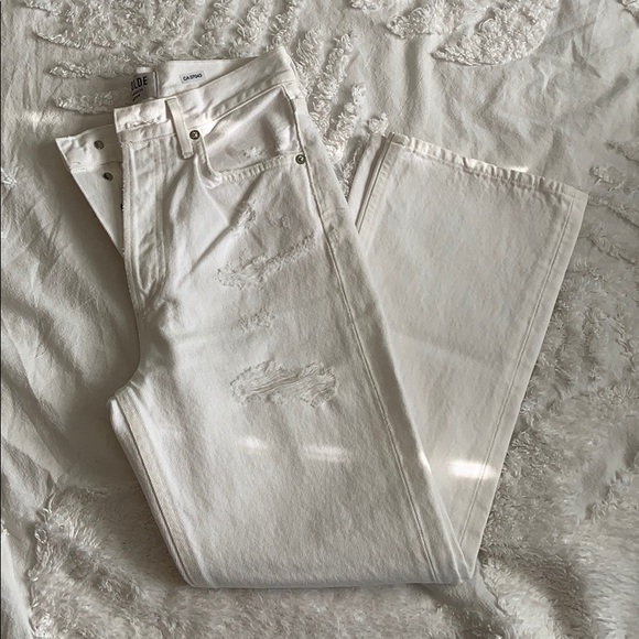 AGOLDE White Cropped Flare Jeans - Picture 1 of 6